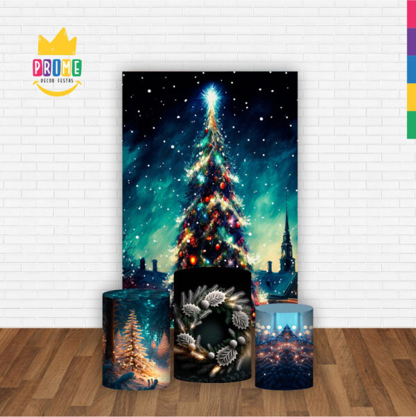 Kit Casado Natal Trio Capa Cilindro Retangular Tecido - Image 2