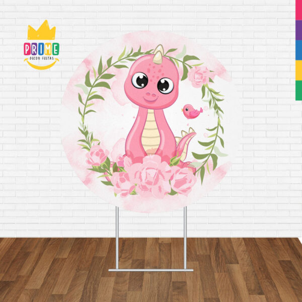Painel Redondo 3D Dinossauro Cute Tecido Sublimado 1,50m x 1,50m - Image 2