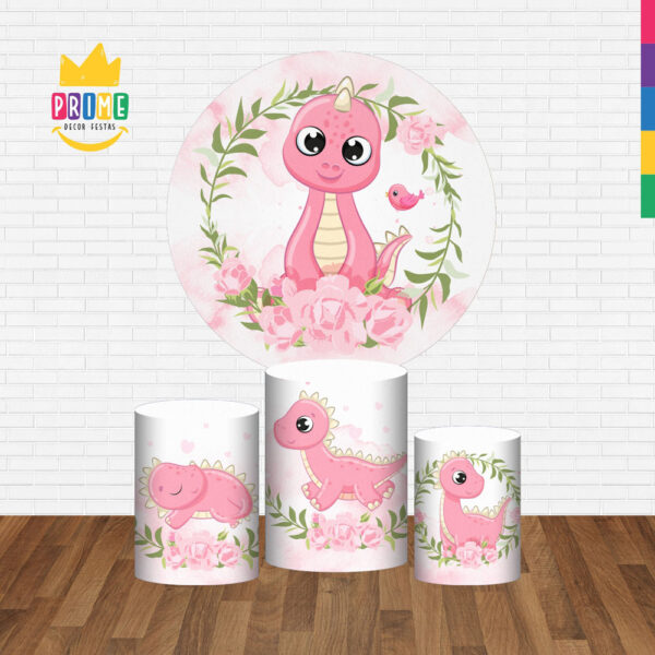 Trio Capa Cilindro + Painel Redondo 3D Dinossauro Cute 1,50m Veste Fácil - Image 2