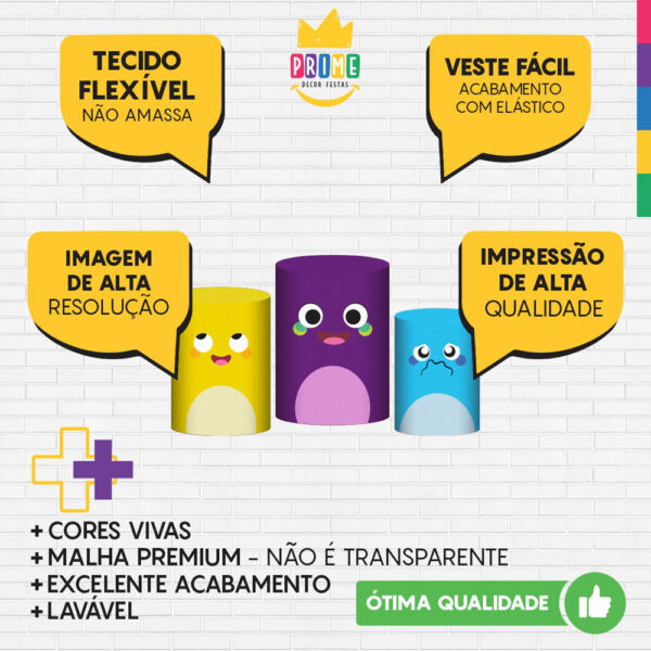 Trio Capa Cilindro Hemkas 3D Em Tecido Com Elástico - Image 3