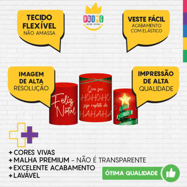 Trio Capa Cilindro Natal 3D Em Tecido Com Elástico - Image 3
