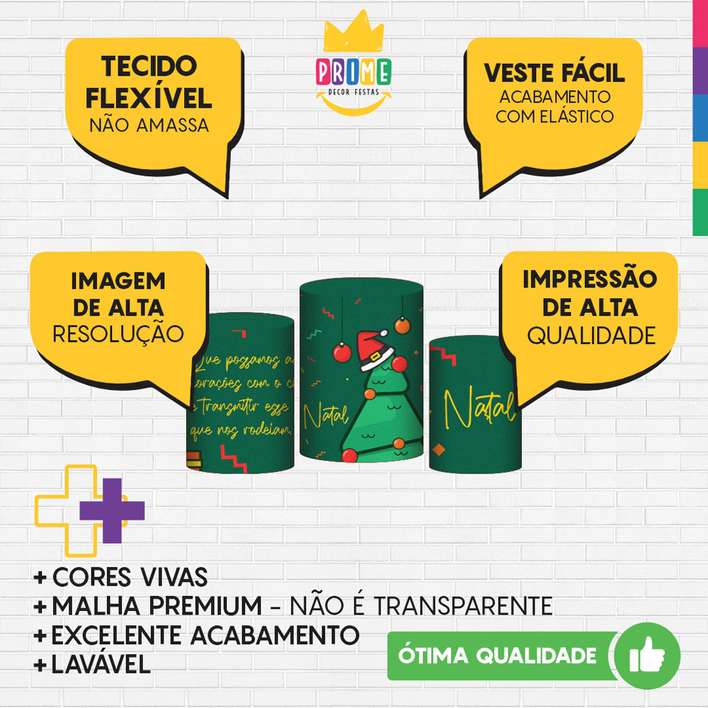 Trio Capa Cilindro Natal 3D Em Tecido Com Elástico - Imagem 3