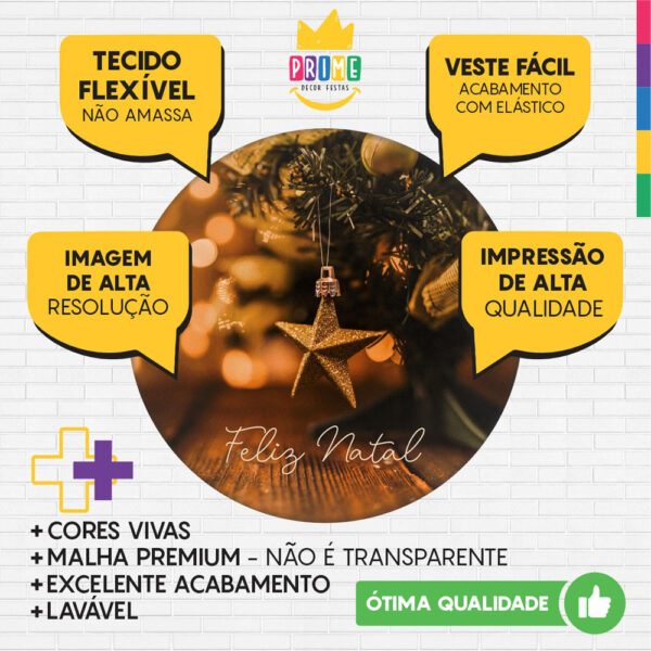 Kit Casado Natal Painel Redondo Trio Capas Cilindro Retangular Vertical Em Tecido - Image 3