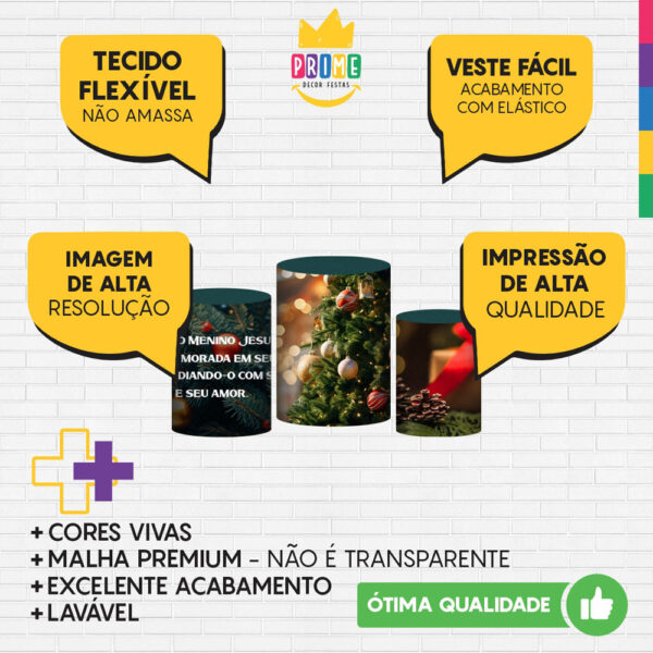 Trio Capa Cilindro Natal 3D Em Tecido Com Elástico - Image 3