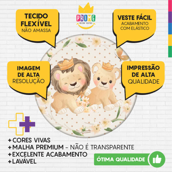 Trio Capa Cilindro + Painel Redondo 3D Leãozinho 1,50m Veste Fácil - Image 3