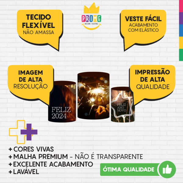 Trio Capa Cilindro Natal 3D Em Tecido Com Elástico - Image 3