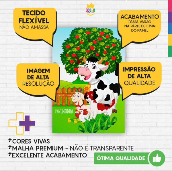Painel de Festa Retangular 3D Fazendinha casadinho 1,50m x 2,20 - Image 3