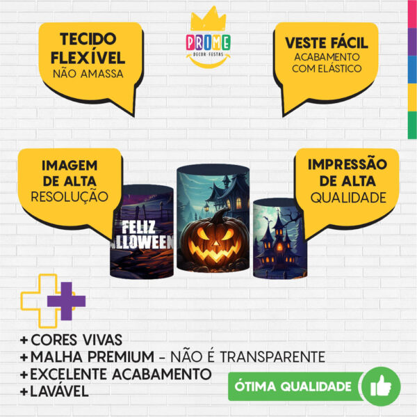 Trio Capa Cilindro Halloween 3D Em Tecido Com Elástico - Image 3