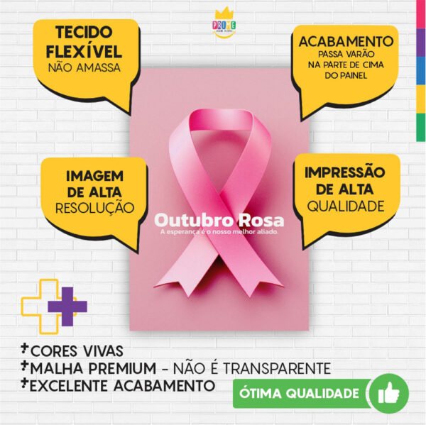 Painel de Festa Retangular 3D Outubro Rosa casadinho 1,50m x 2,20 - Image 3