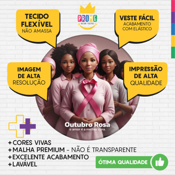 Trio Capa Cilindro + Painel Redondo 3D Outubro Rosa 1,50m Veste Fácil - Image 3