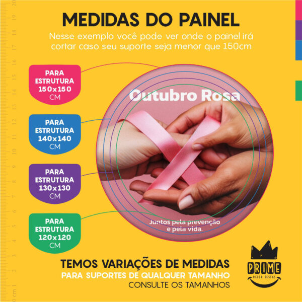 Trio Capa Cilindro + Painel Redondo 3D Outubro Rosa 1,50m Veste Fácil - Image 4