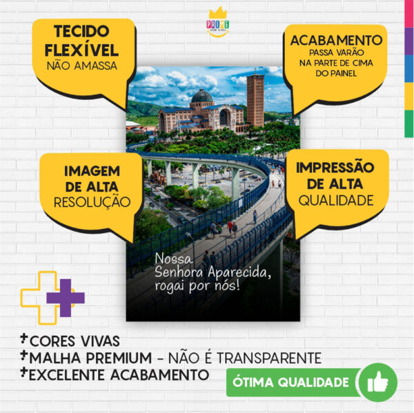 Kit Casado Nossa Senhora Aparecida Painel Redondo Trio Capas Cilindro Retangular Vertical Em Tecido - Image 5