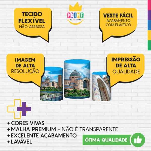 Trio Capa Cilindro Nossa Senhora Aparecida 3D Em Tecido Com Elástico - Image 3