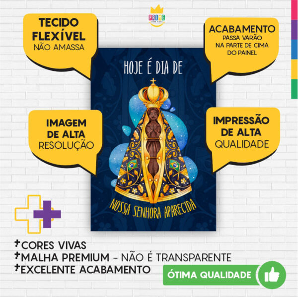 Painel de Festa Retangular 3D Nossa Senhora Aparecida casadinho 1,50m x 2,20 - Image 3