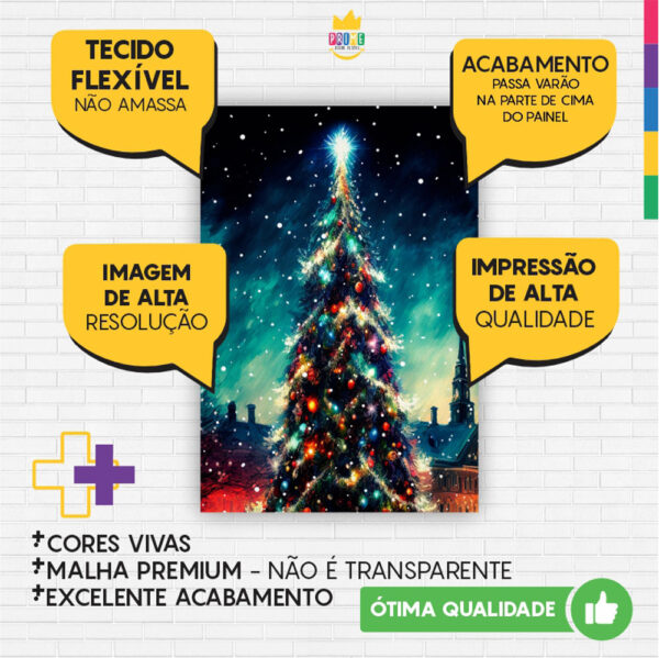 Kit Casado Natal  Painel Redondo Trio Capas Cilindro Retangular Vertical Em Tecido - Image 5
