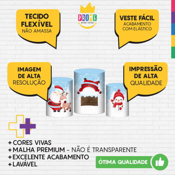 Trio Capa Cilindro Natal 3D Em Tecido Com Elástico - Image 3