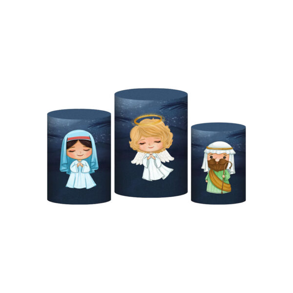 Trio Capa Cilindro Natal 3D Em Tecido Com Elástico