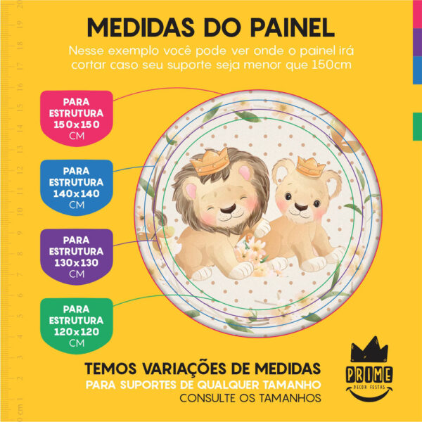 Trio Capa Cilindro + Painel Redondo 3D Leãozinho 1,50m Veste Fácil - Image 4