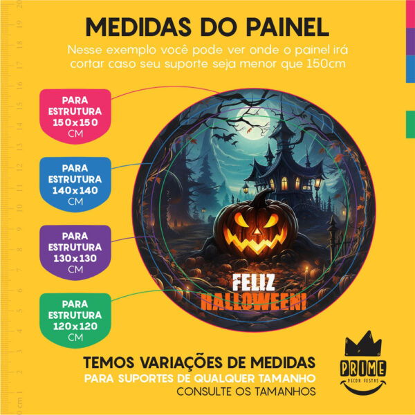 Trio Capa Cilindro + Painel Redondo 3D Halloween 1,50m Veste Fácil - Image 4