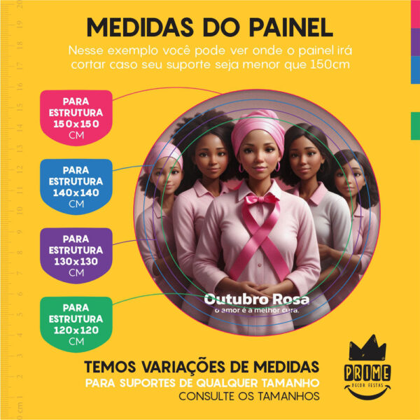 Trio Capa Cilindro + Painel Redondo 3D Outubro Rosa 1,50m Veste Fácil - Image 4