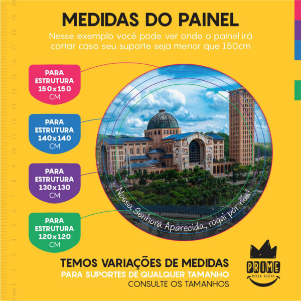 Kit Casado Nossa Senhora Aparecida Painel Redondo Trio Capas Cilindro Retangular Vertical Em Tecido - Image 4