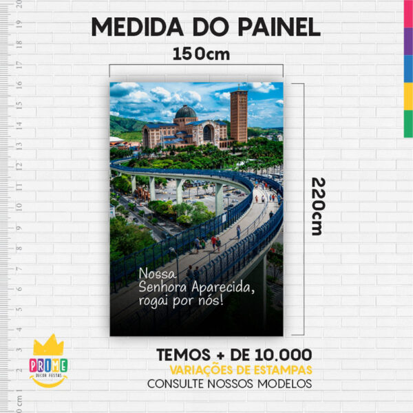 Kit Casado Nossa Senhora Aparecida Painel Redondo Trio Capas Cilindro Retangular Vertical Em Tecido - Image 6