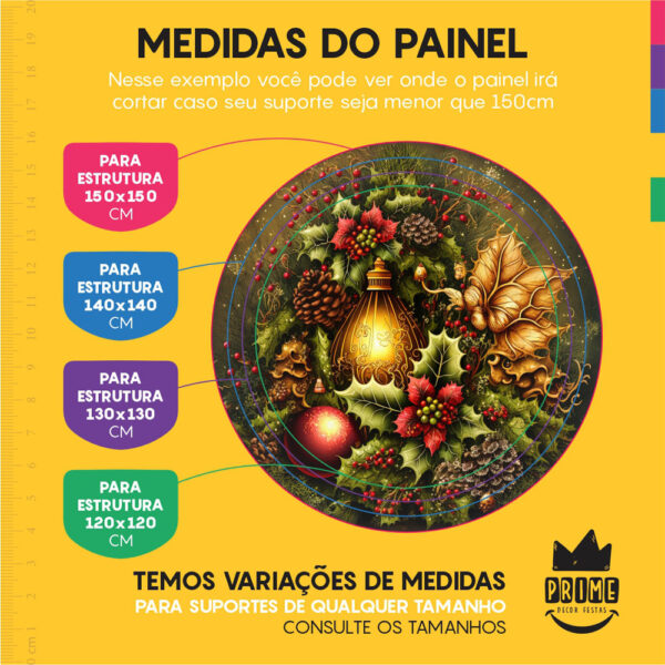Kit Casado Natal  Painel Redondo Trio Capas Cilindro Retangular Vertical Em Tecido - Image 4