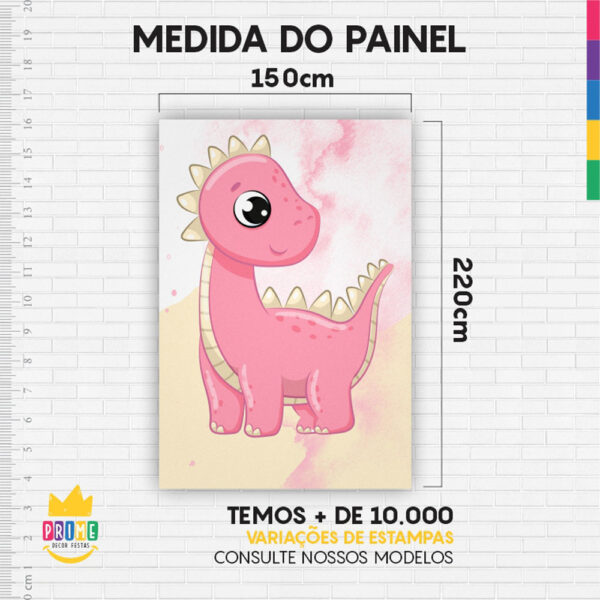 Kit Casado Dinossauro Cute Painel Redondo Trio Capas Cilindro Retangular Vertical Em Tecido - Image 6