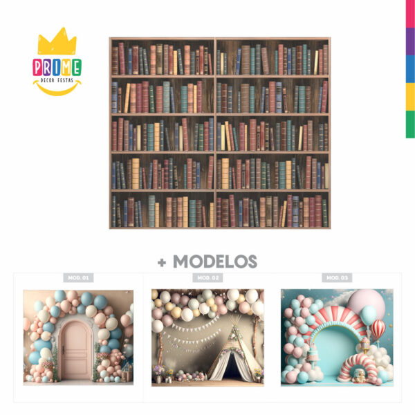 Fundo Fotográfico Cenário Biblioteca Tecido 2,2m x1,5m F180 - Image 5
