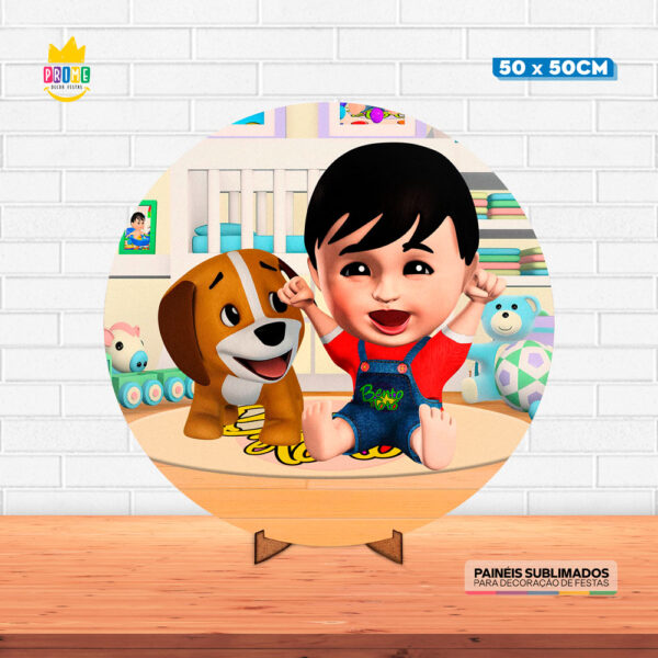 Painel Redondo 3D Bento totó Tecido 50cm X 50cm Com Suporte MDF
