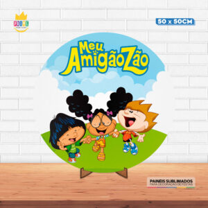 Painel Redondo 3D Meu Amigãozão Tecido 50cm X 50cm Com Suporte MDF