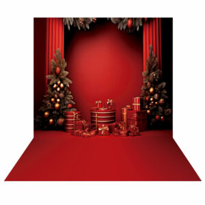 Fundo Fotográfico Cenário Natal Vermelho em Tecido 2,20m x1,50m F270
