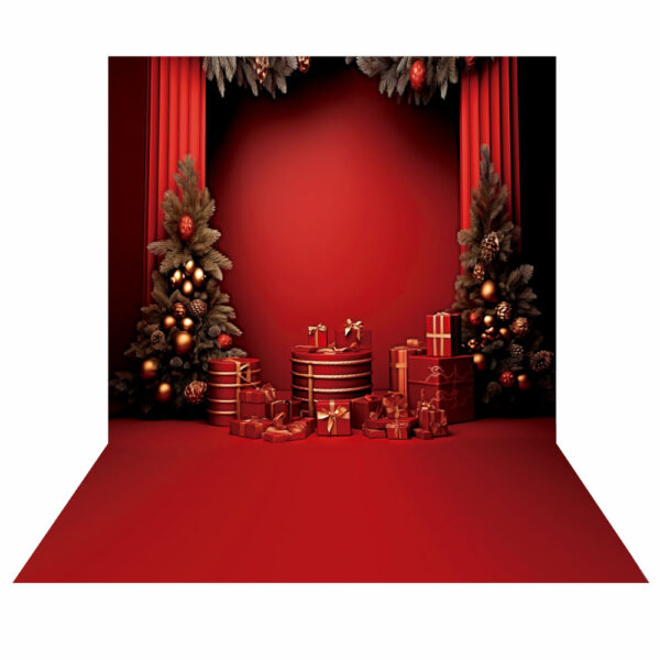 Fundo Fotográfico Cenário Natal Vermelho em Tecido 2,20m x1,50m F270