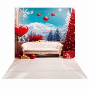 Fundo Fotográfico Cenário Natal Sofá em Tecido 2,20m x1,50m F268