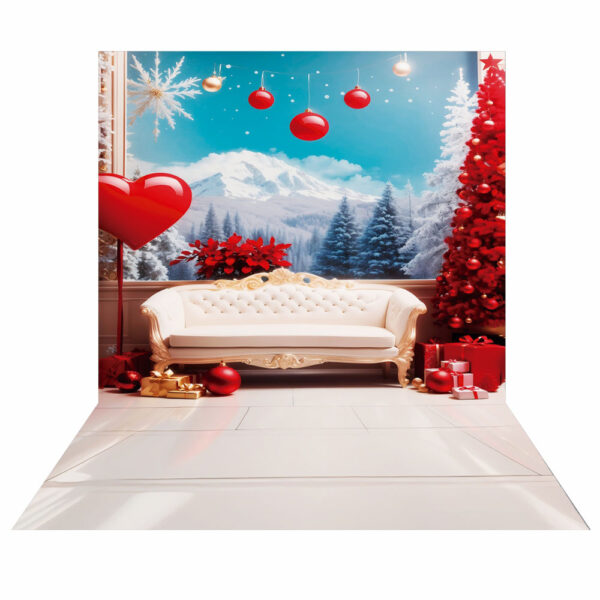 Fundo Fotográfico Cenário Natal Sofá em Tecido 2,20m x1,50m F268