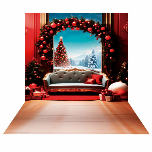 Fundo Fotográfico Cenário Natal Sofá em Tecido 2,20m x1,50m F269