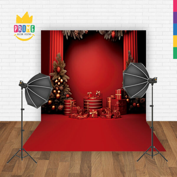 Fundo Fotográfico Cenário Natal Vermelho em Tecido 2,20m x1,50m F270 - Image 2