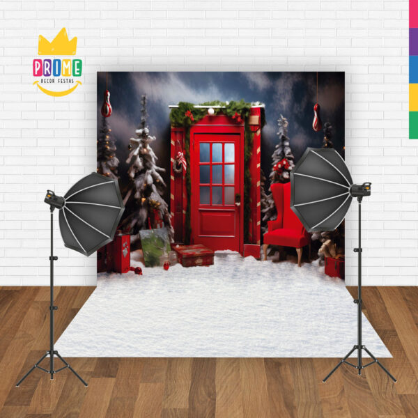 Fundo Fotográfico Cenário Natal Porta em Tecido 2,20m x1,50m F279 - Image 2