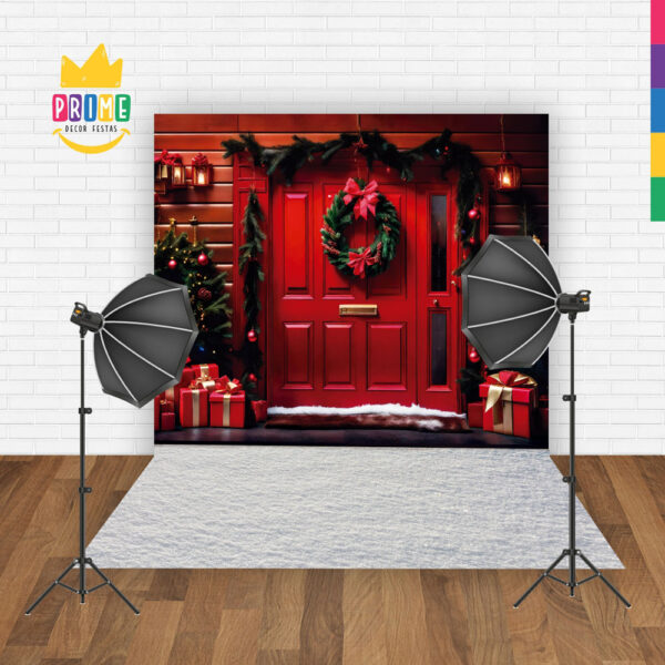 Fundo Fotográfico Cenário Natal Porta em Tecido 2,20m x1,50m F278 - Image 2