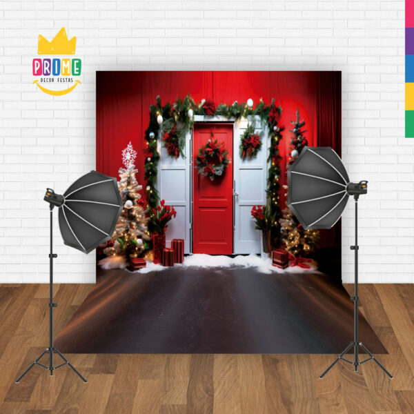 Fundo Fotográfico Cenário Natal Porta em Tecido 2,20m x1,50m F271 - Image 2