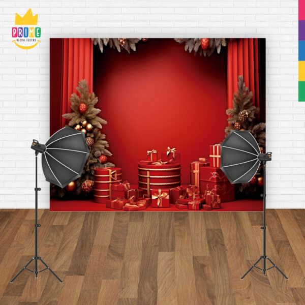 Fundo Fotográfico Cenário Natal Vermelho em Tecido 2,20m x1,50m F270 - Image 4