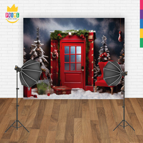 Fundo Fotográfico Cenário Natal Porta em Tecido 2,20m x1,50m F279 - Image 4