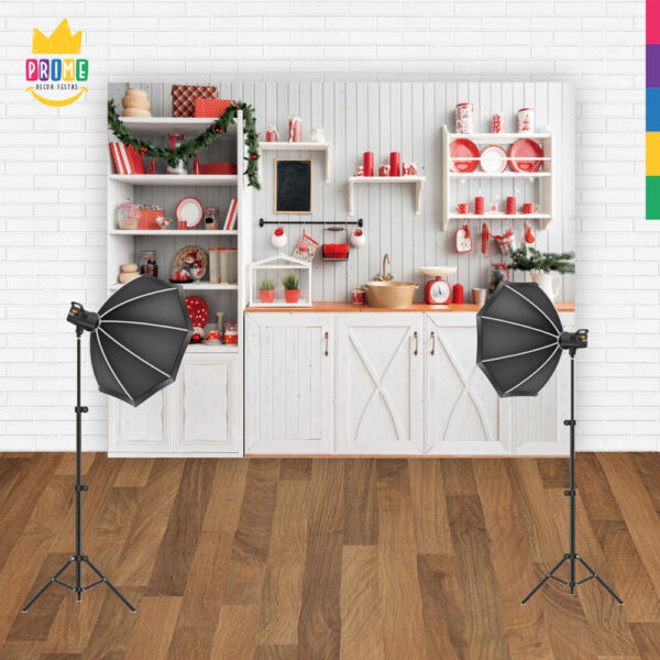 Fundo Fotográfico Cenário Natal Cozinha em Tecido 2,20m x1,50m F332 - Image 4