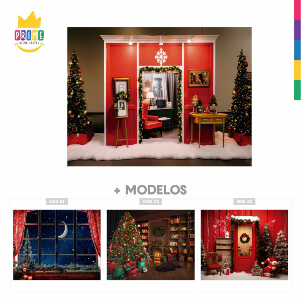 Fundo Fotográfico Cenário Natal Porta em Tecido 2,20m x1,50m F273 - Image 5