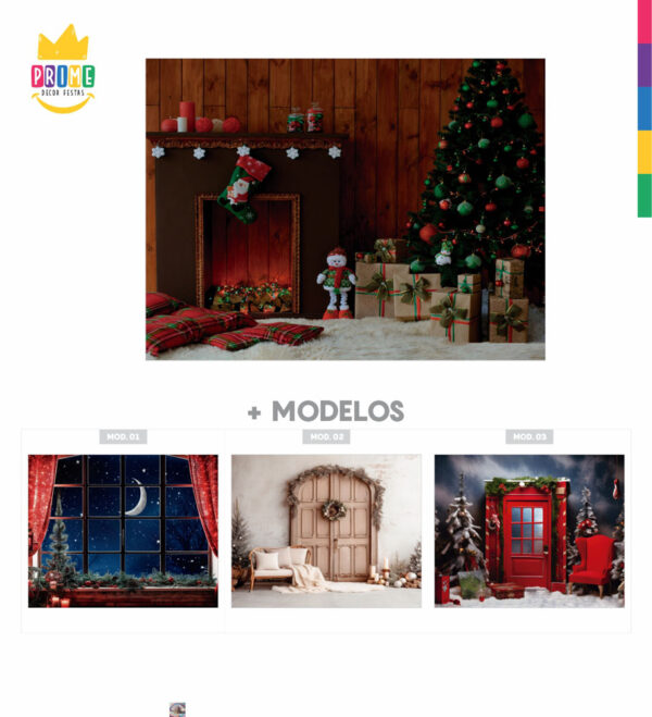 Fundo Fotográfico Cenário Natal  em Tecido 2,20m x1,50m F288 - Image 5
