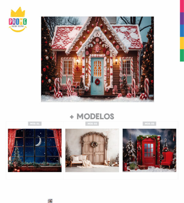 Fundo Fotográfico Cenário Natal Casa em Tecido 2,20m x1,50m F124 - Image 5
