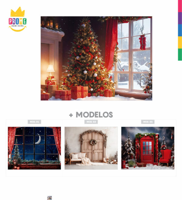 Fundo Fotográfico Cenário Natal Janela em Tecido 2,20m x1,50m F283 - Image 5