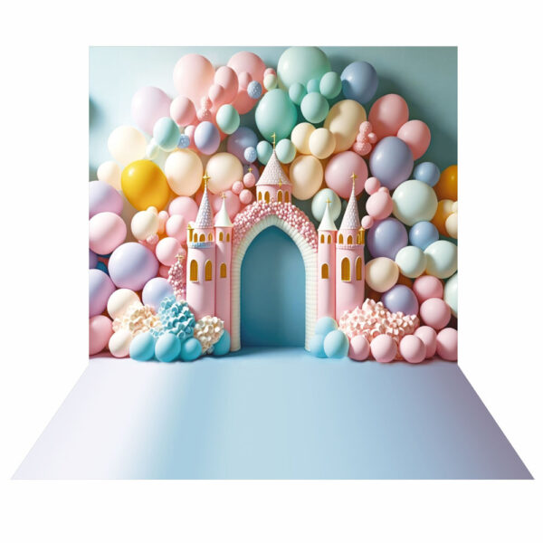 Fundo Fotográfico Cenário Castelo Arco Balão em Tecido 2,20m x1,50m F372