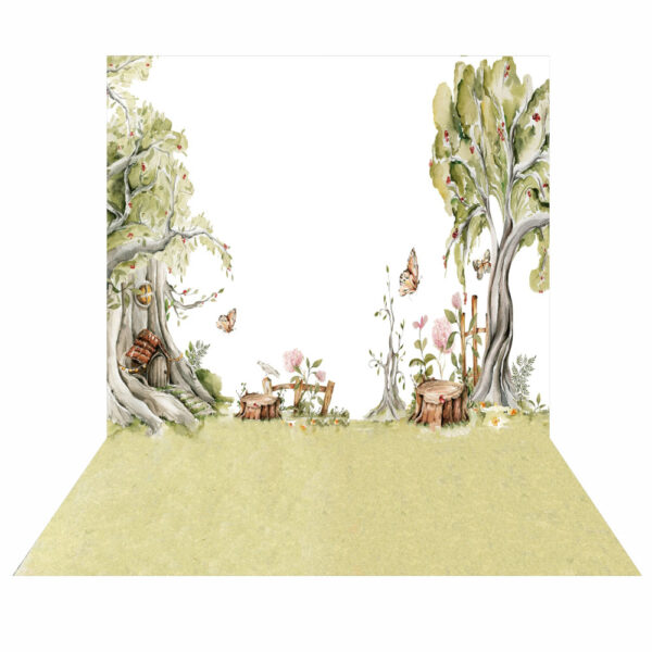 Fundo Fotográfico Cenário Bosque Aquarela Tecido 2,20m x1,50m F388