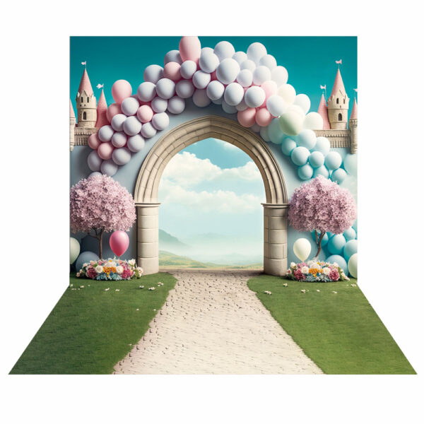 Fundo Fotográfico Cenário Castelo Arco Balão em Tecido 2,20m x1,50m F371